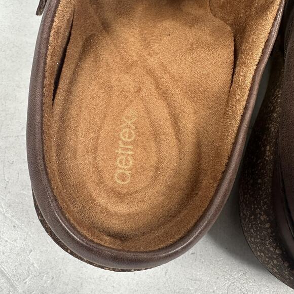 Aetrex Clog Shoes Womens Size 8 Brown Leather Braided Buckle Slip On Comfort - Picture 8 of 14